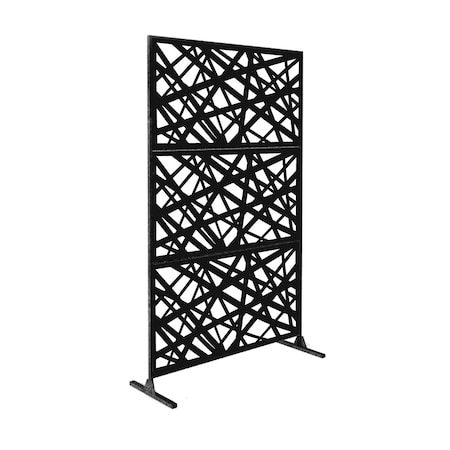 Highlanderhome LaserCut Metal Privacy Fence, AlgebraStrike, Black, 48"x72"/Set AlgebraStrike_Black_3pcCombo